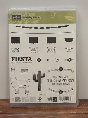 STAMPIN UP 141500 BIRTHDAY FIESTA PHOTOPOLYMER STAMP SET LLAMA CACTUS